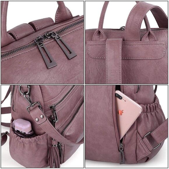 LMI Fashion Leather backpack-1 Purple main image 5